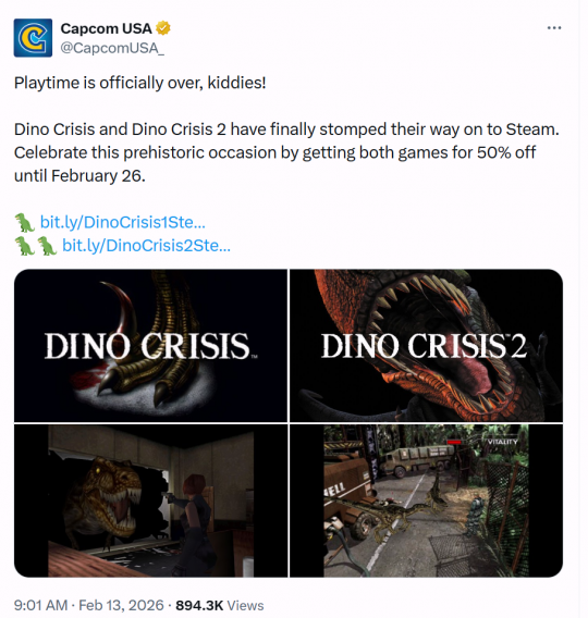 首发五折！卡普空《恐龙危机》1&2移植版突然登陆Steam